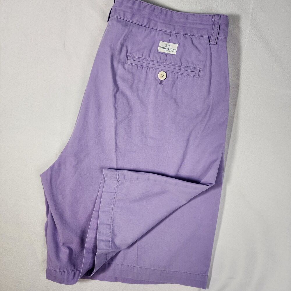 Vineyard Vines Club Shorts Men's Size 36 Purple Cotton 8" Chino Flat Front